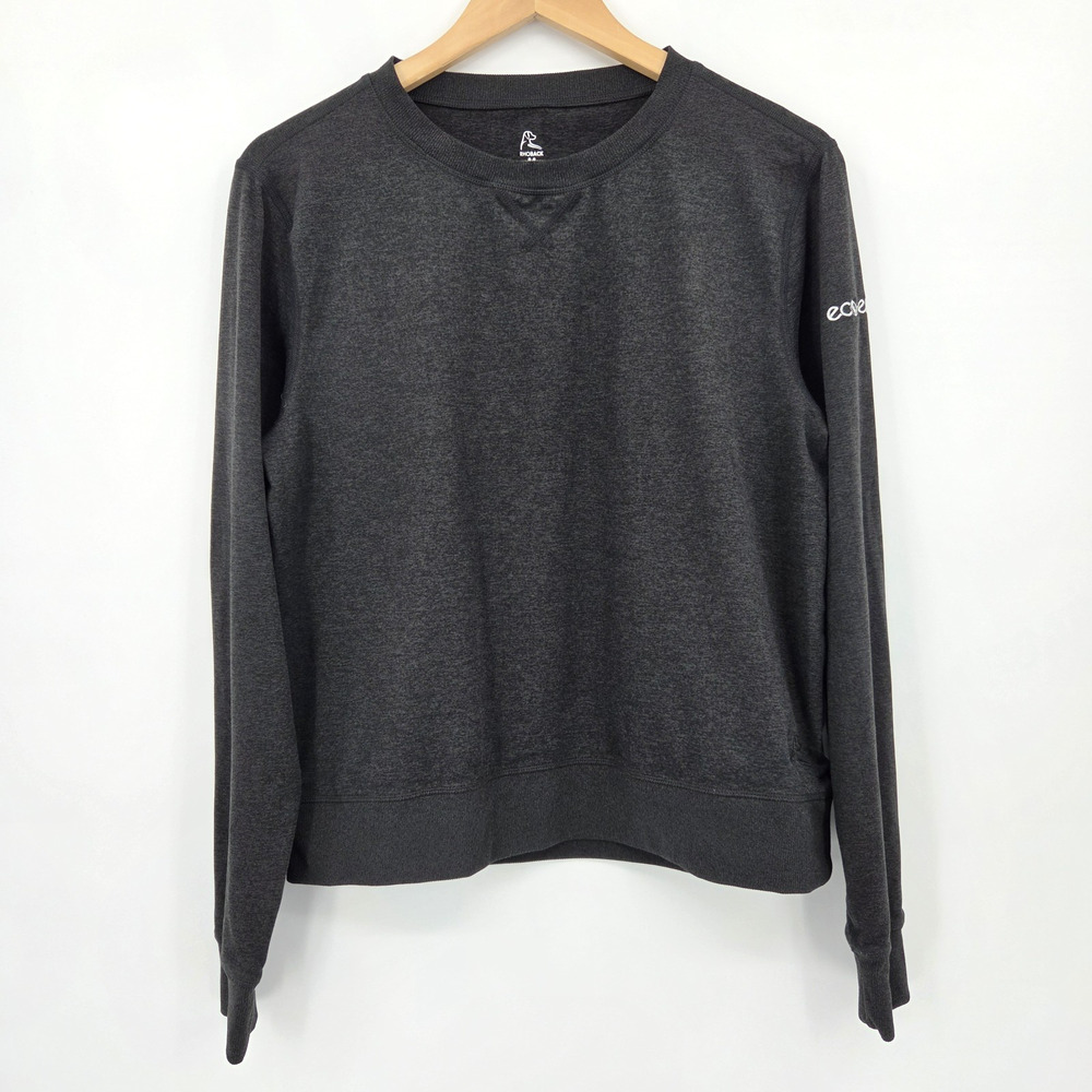 Rhoback Swift Performance Crewneck Pullover Sweatshirt Gray Sleeve Logo Size M